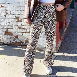 Brown Floral Pants