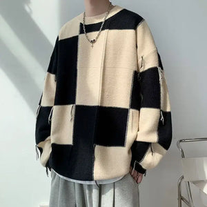 Checkered Knit Sweater