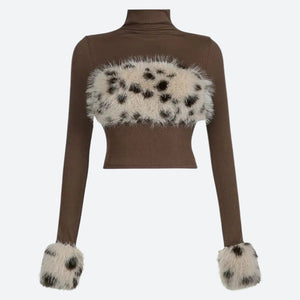 Fluffy Leopard Top