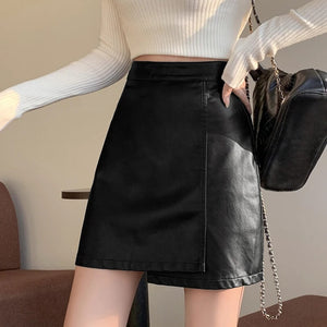 Light Academia Faux Leather Mini Skirt