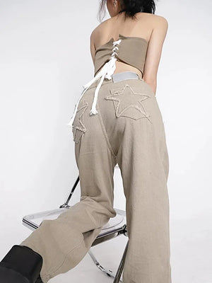 Y2K Star Pockets High Waist Jeans