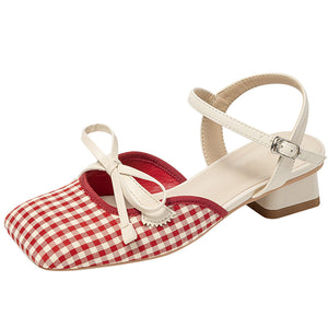 Preppy Gingham Bow Sandals