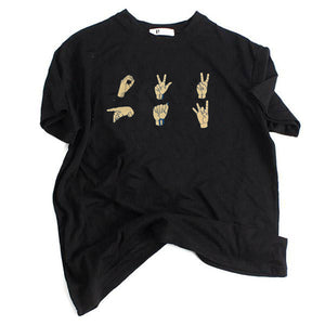 Hands Embroidered T-Shirt, Size S