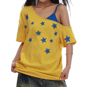 Star Girl Off Shoulder Graphic Tee