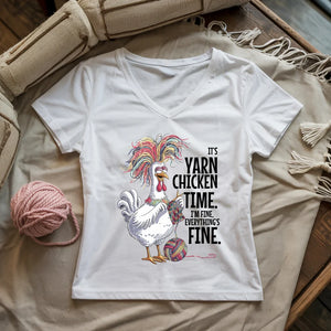 Yarn Chicken Time Lady V-neck