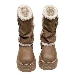 Y2K Fur Trim Chunky Platform Boots