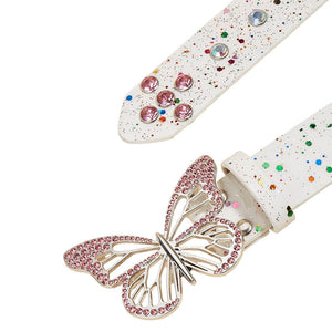 2000s Butterfly Rhinestone Buckle Belt