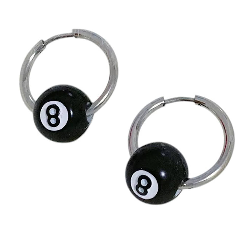 8 Ball Hoop Earrings