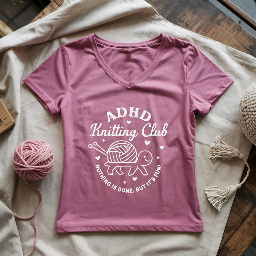 ADHD Knitting Club Lady V-neck