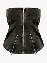 Black Denim Tube Top & Patch Jeans Two Piece Set