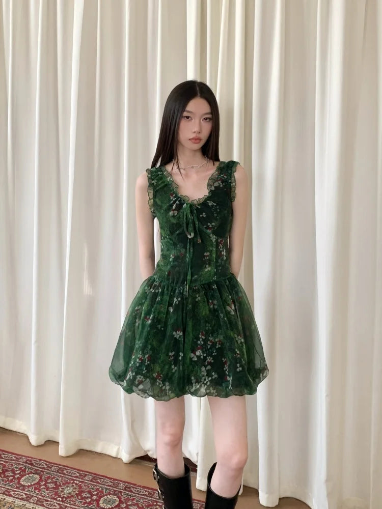 Cottagecore Bubble Tulle Mini Dress