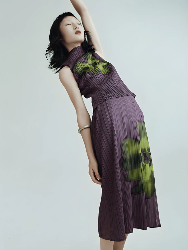 Floral Top & Midi Skirt Two Piece Set