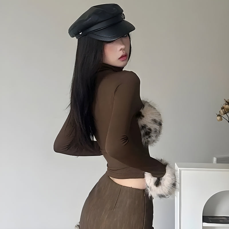 Fluffy Leopard Top