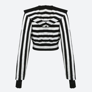 Grunge Striped Hooded Crop Top