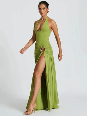 Halter Bodysuit & Maxi Skirt Two Piece Set