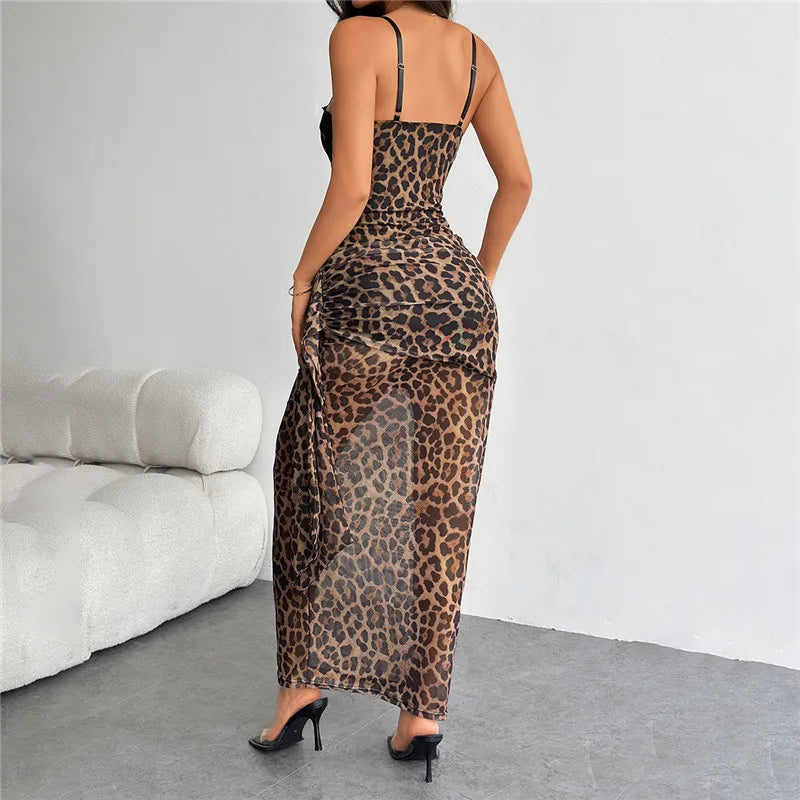 Leopard Corset Maxi Dress