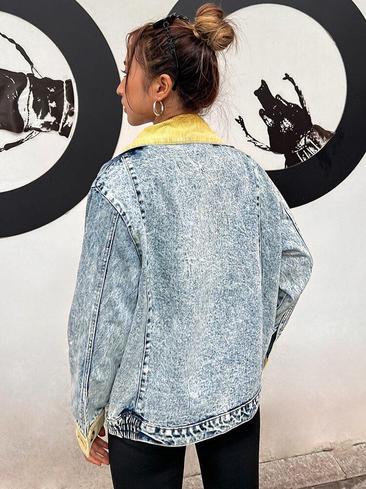 Mid Wash Patchwork Denim Jacket
