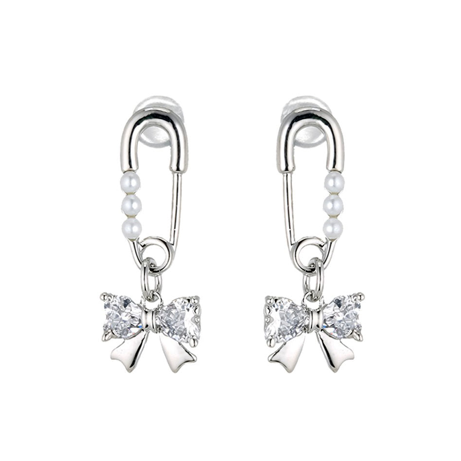 Pin & Bow Drop Earrings