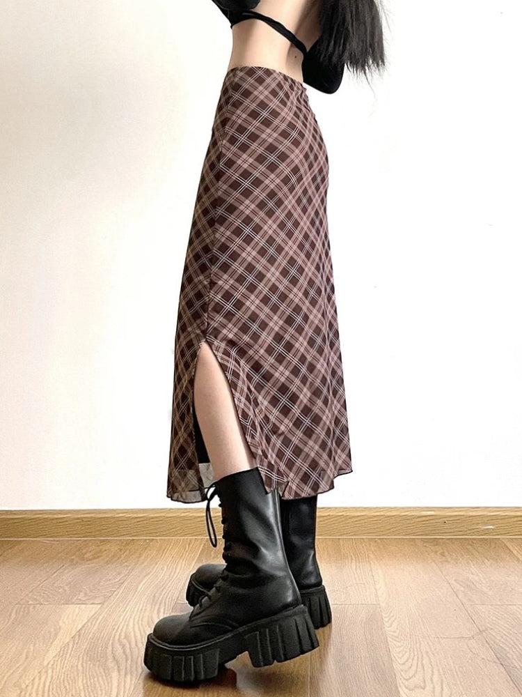 Plaid Midi Skirt