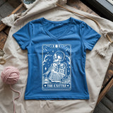 Knitter Tarot Card Lady V-neck