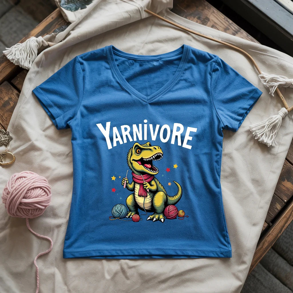Yarnivore Crocheter Lady V-neck