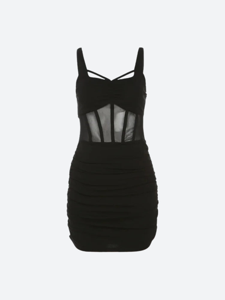 Sheer Bodice Mini Dress