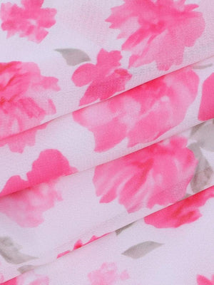 Soft Girl Floral Backless Chiffon Mini Dress