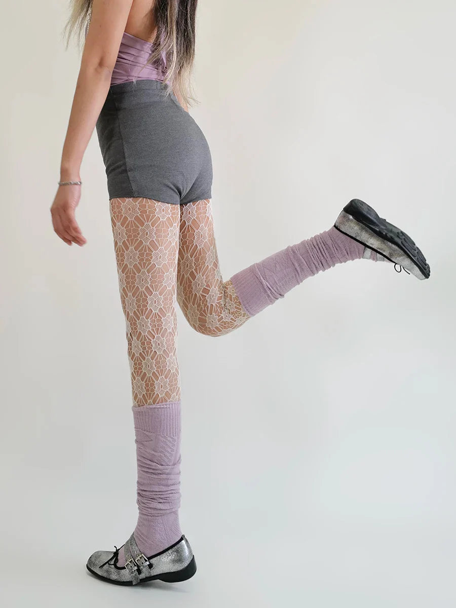 Soft Girl Floral Lace Tights