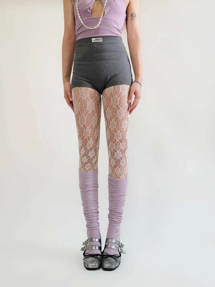 Soft Girl Floral Lace Tights