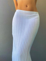 Soft Girl Ribbed Midi Skirt