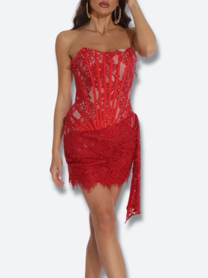 Strapless Lace Mini Dress