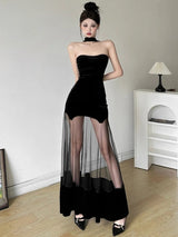 Strapless Sheer Maxi Dress
