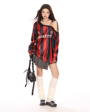 Blokette Striped Off-Shoulder Jersey