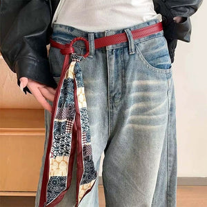 Indie Kid Patchwork Silk Tie Belt