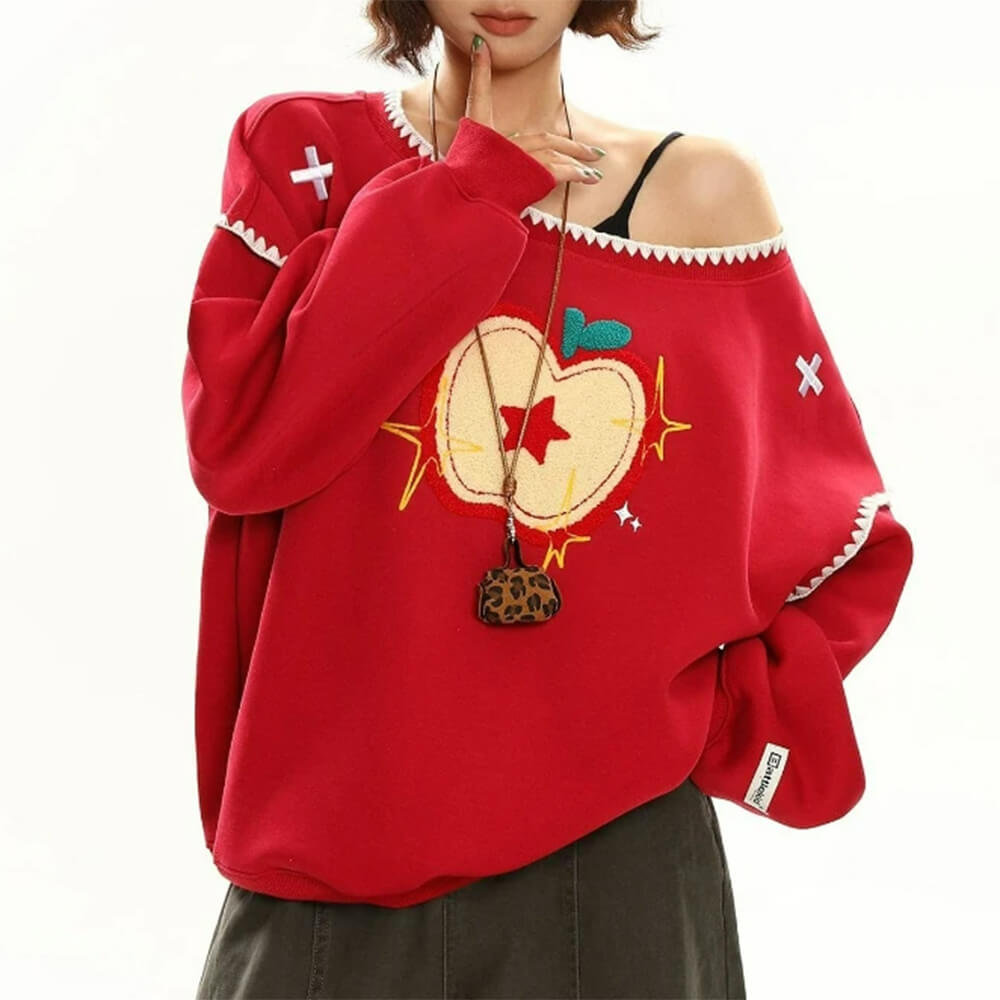 Apple Core One-Shoulder Sweater