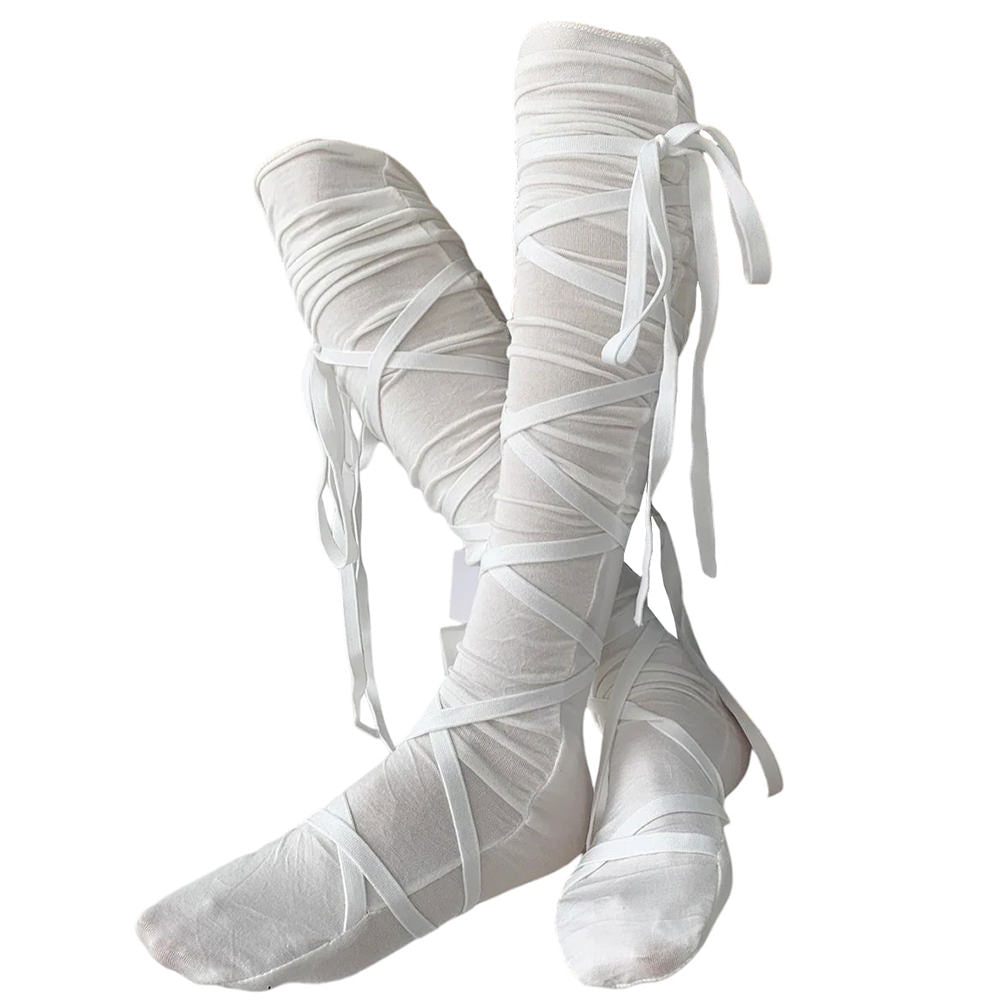 Balletcore Tie Up Knee High Socks