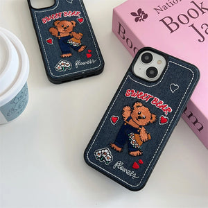 Sweet Bear Embroidery iPhone Case