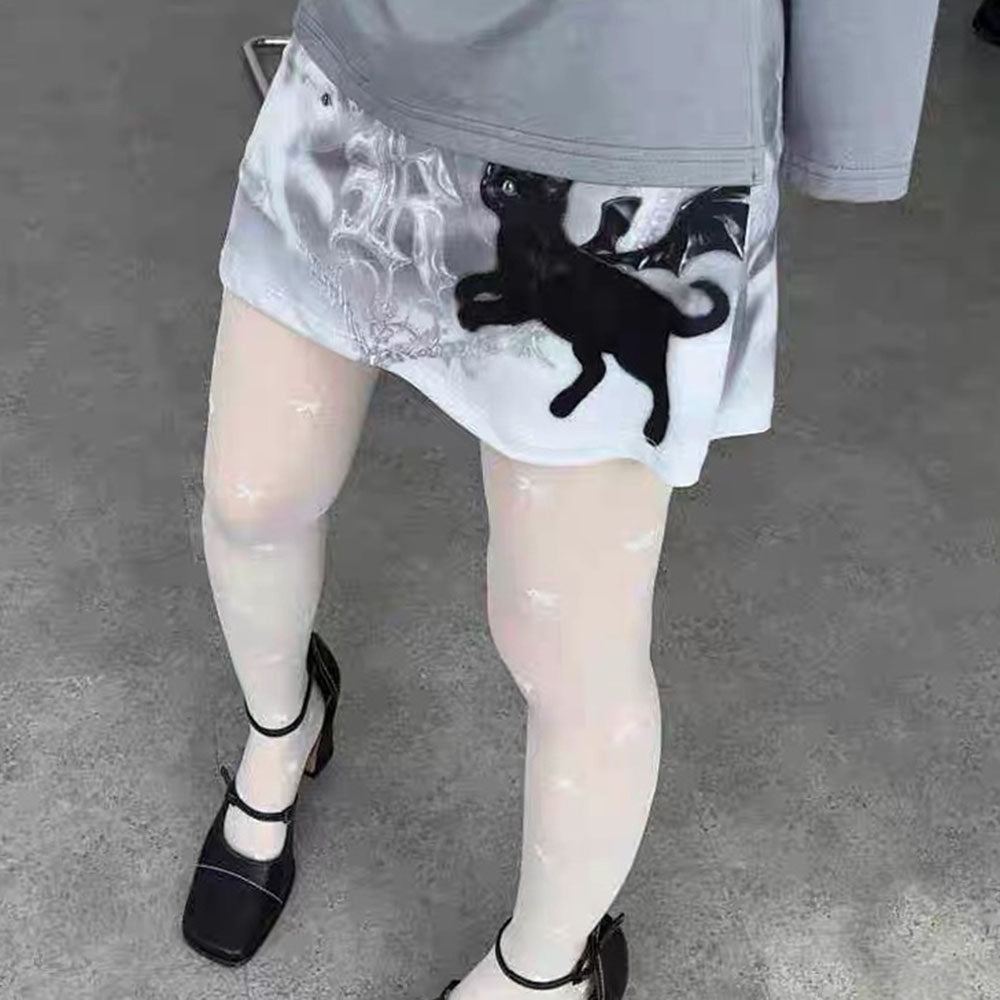 Black Cat Mini Skirt