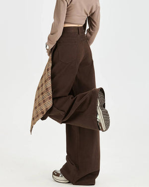 Brown Plaid Shirt-Tied Jeans