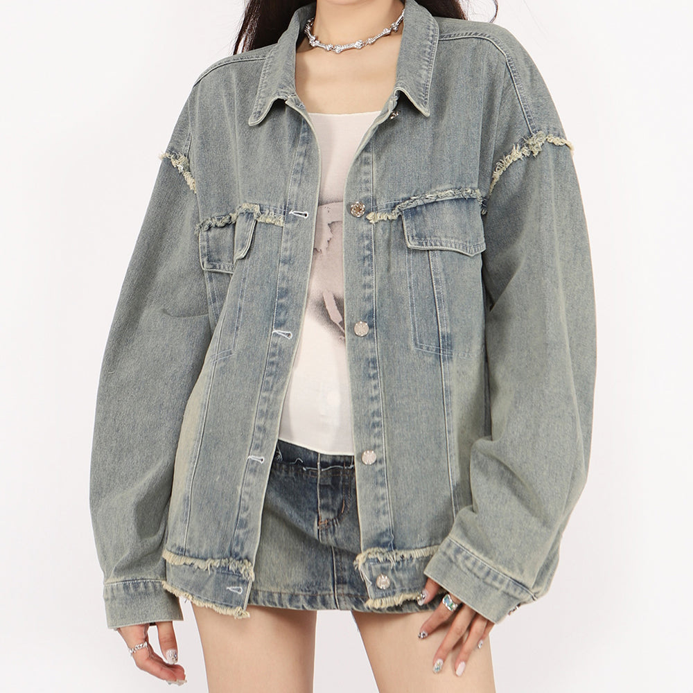 Butterfly Patch Y2K Denim Jacket