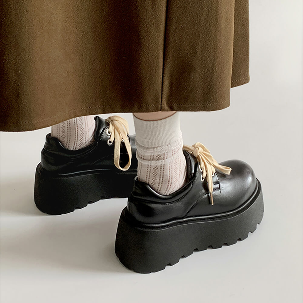 Contrast-Laced Chunky Platform Boots