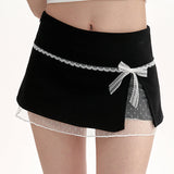 Coquette Aesthetic Lace Bow Skort