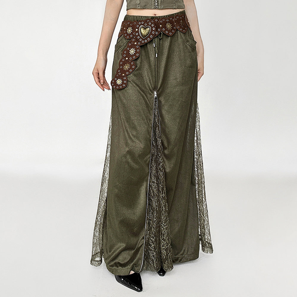 Woodland Dreams Lace-Slit Maxi Skirt