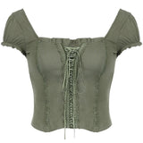 Fairycore Aesthetic Lace Up Top