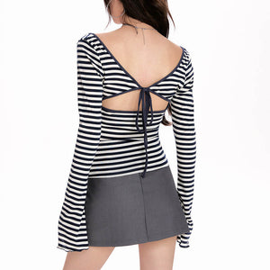 French Girl Off Shoulder Striped Top