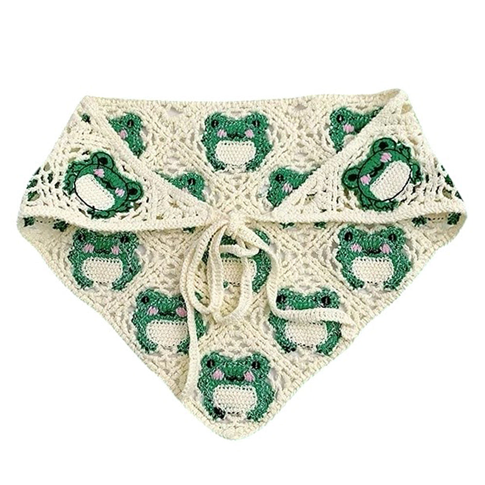 Frog Crochet Triangle Bandana