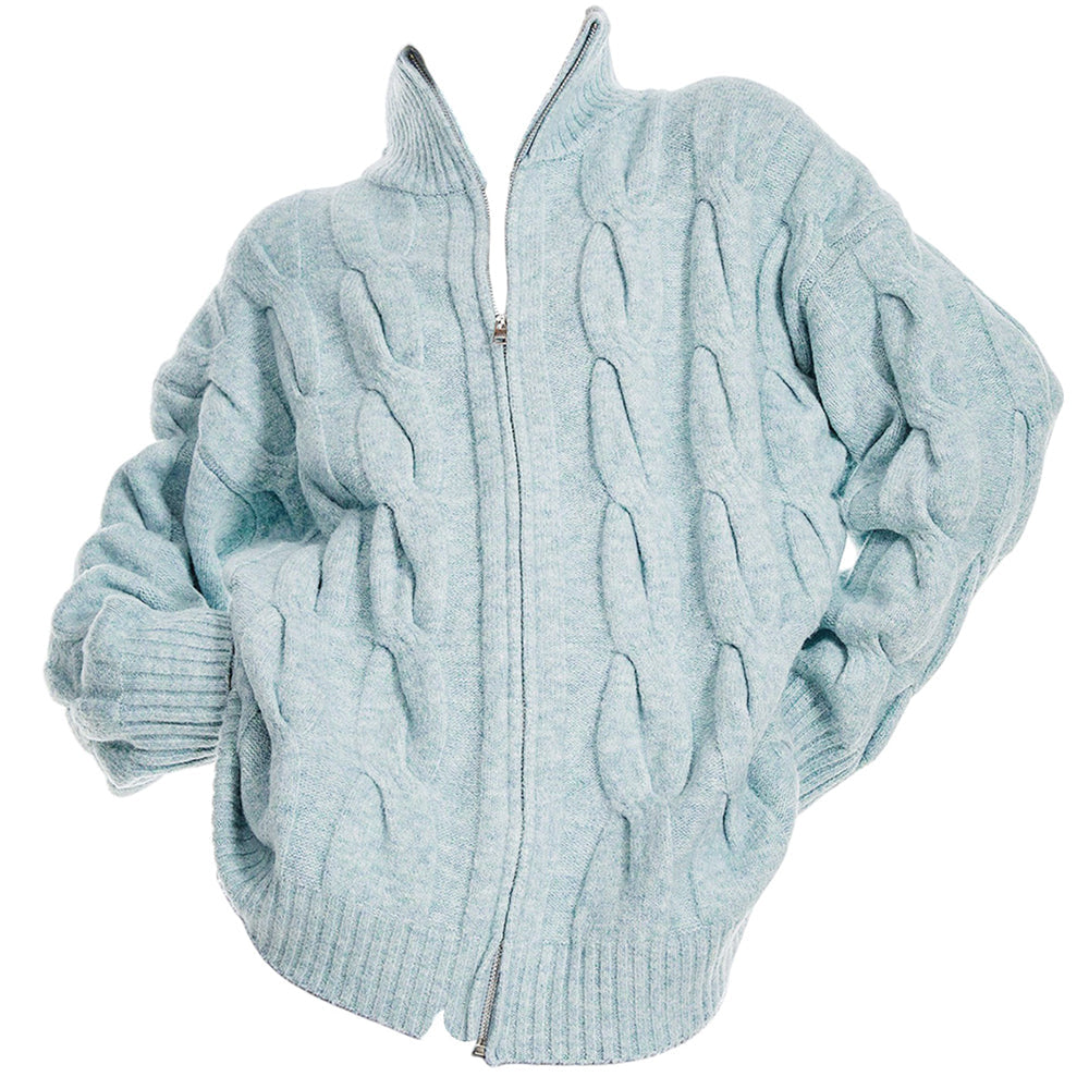 Grandpa Style Cable Knit Zip Jumper