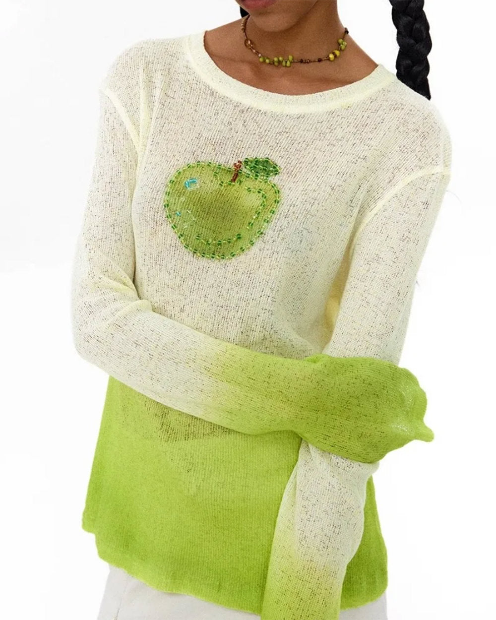 Green Apple Gradient Knit Top