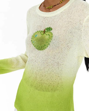 Green Apple Gradient Knit Top