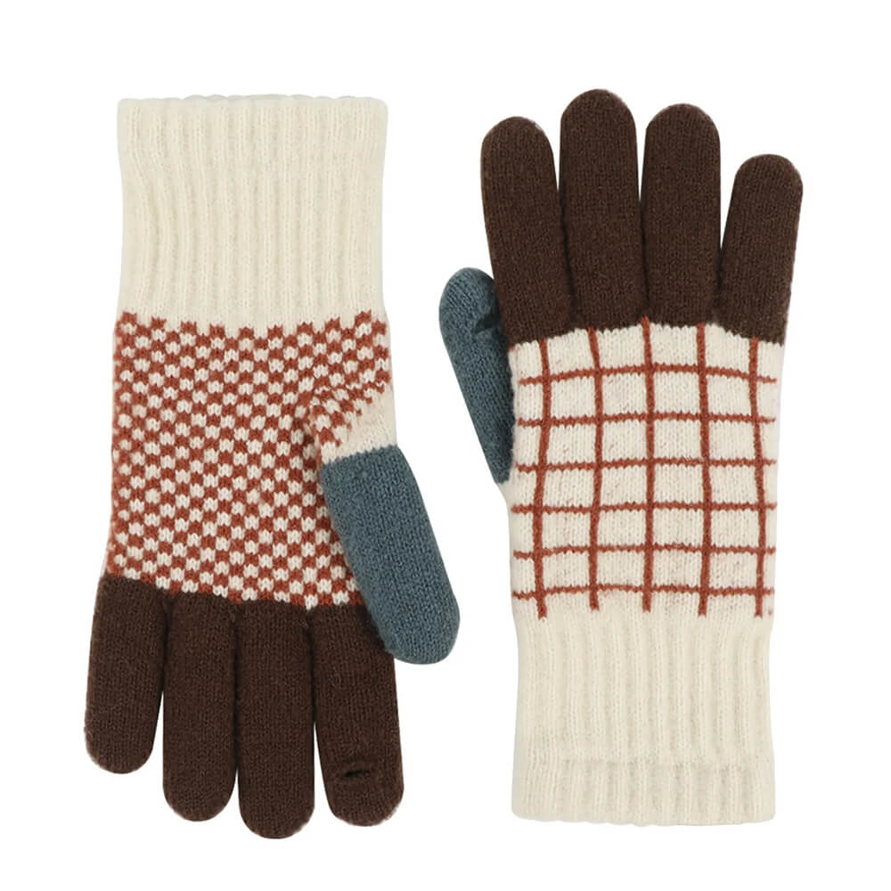 Grid Pattern Knit Gloves